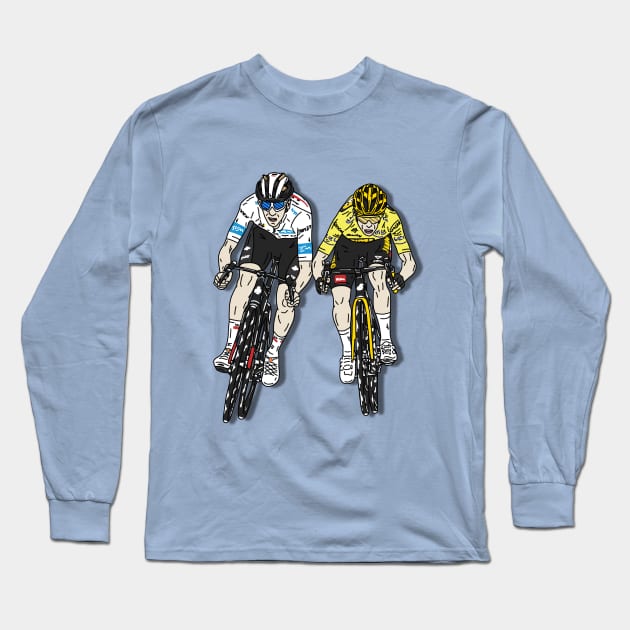 Tadej Pogacar vs Jonas Vingegaard TDF 2023 Long Sleeve T-Shirt by p3p3ncil